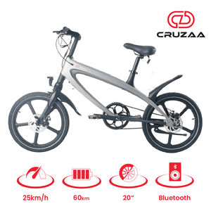 Official Gun Metal Grey E-Bike with Bluetooth, 20" wheels, 25 km/h speed, and 60 km range for outdoor adventures.