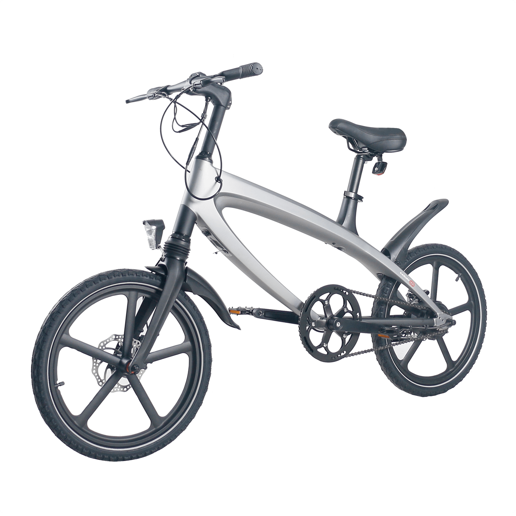 Official Gun Metal Grey E-Bike showcasing its sleek design, perfect for outdoor adventures and travel.