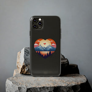 Funda para teléfono con diseño de amor en la montaña