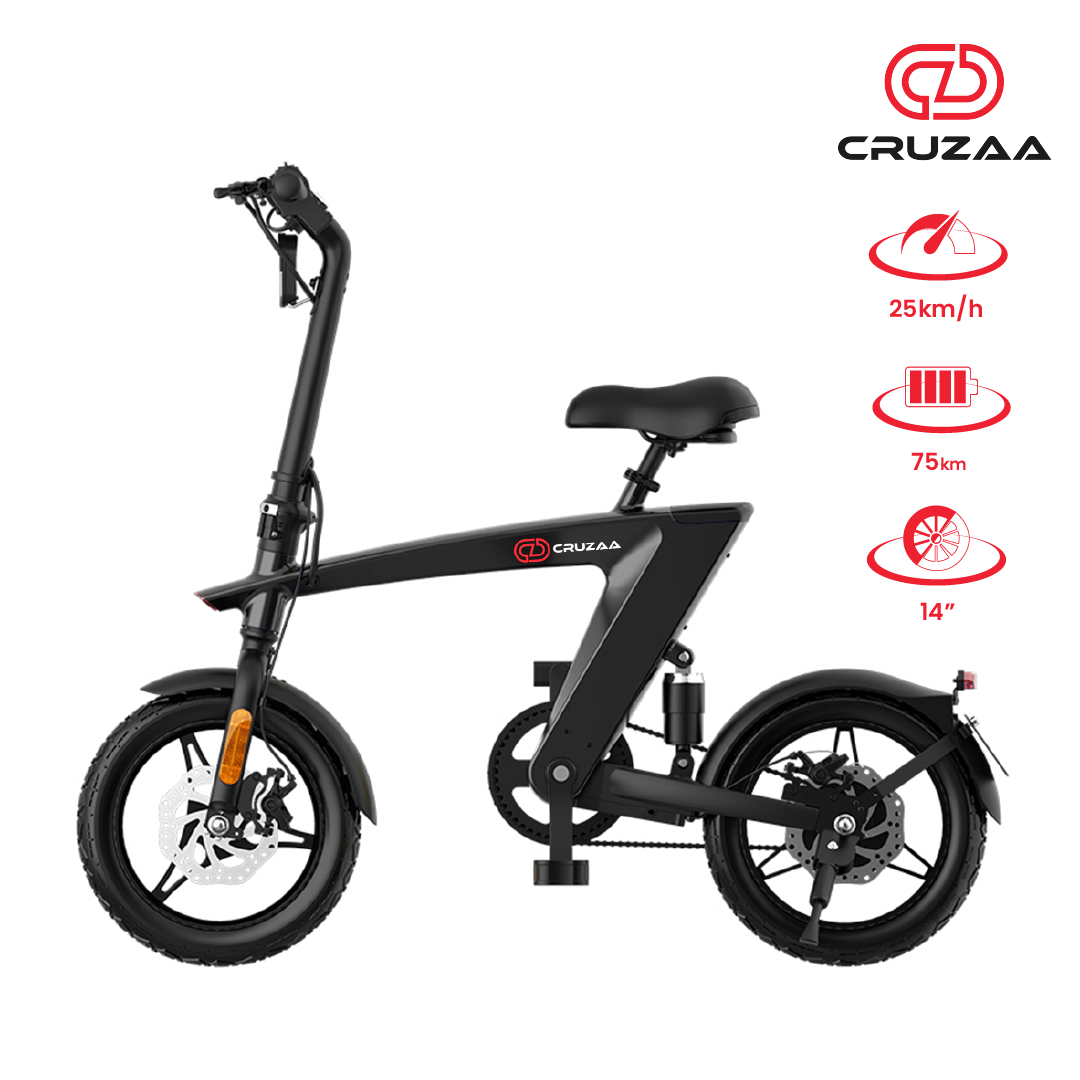 The Max Foldable E-Bike Carbon Black - Range 35km, Top Speed 25km/h