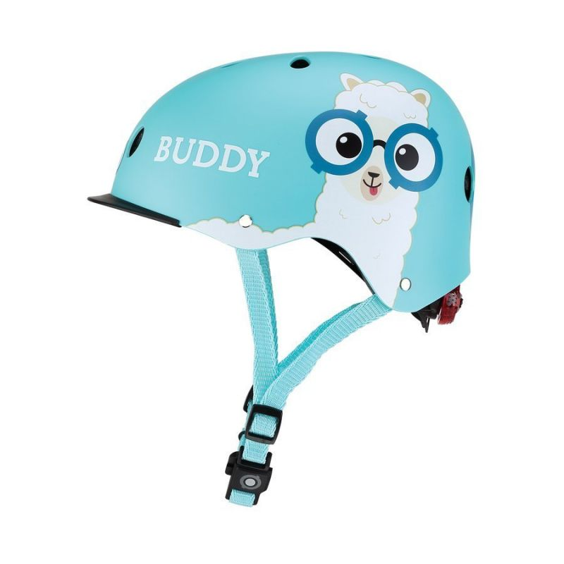 Globber Elite Lights Kids Helmet - Durable ABS Shell, Adjustable Comfort, LED Safety Lights (XS/S 48-53 cm, Blue)