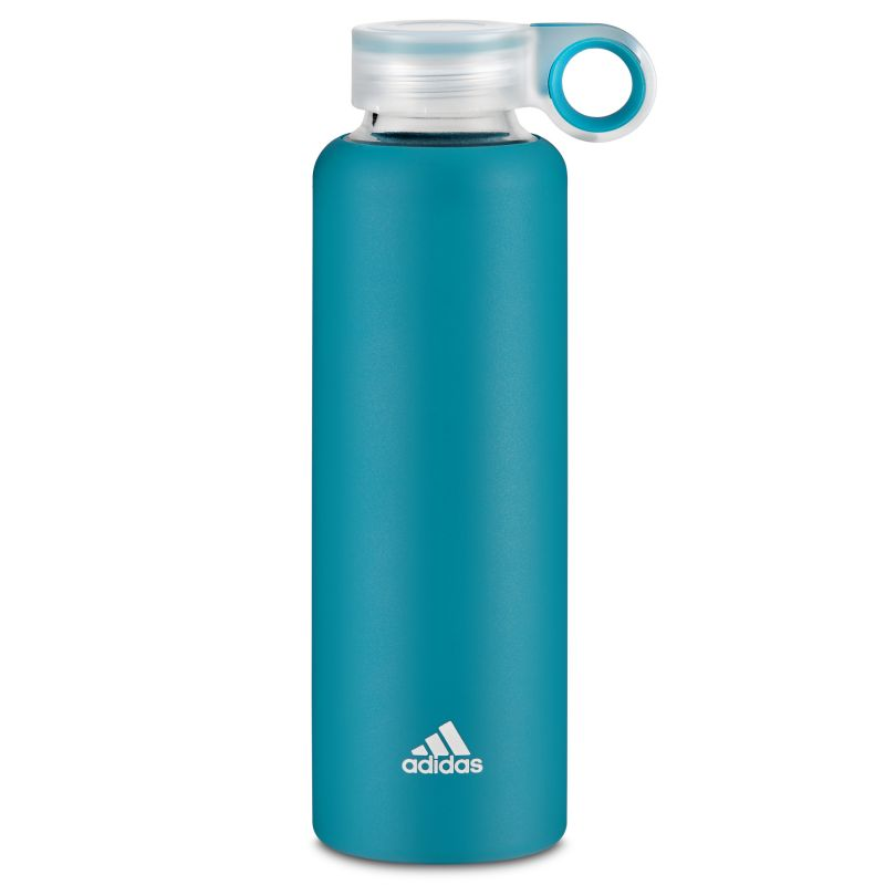 Adidas Active Teal Water Bottle - 410 ML | Glass & Silicone | Heat-Resistant | Non-Slip | Dishwasher Safe