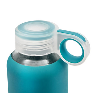 Adidas Active Teal Water Bottle - 410 ML | Glass & Silicone | Heat-Resistant | Non-Slip | Dishwasher Safe