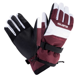 Guantes de esquí impermeables para mujer Iguana Alessia - Forro de micropolar, elementos reflectantes, rojo y blanco