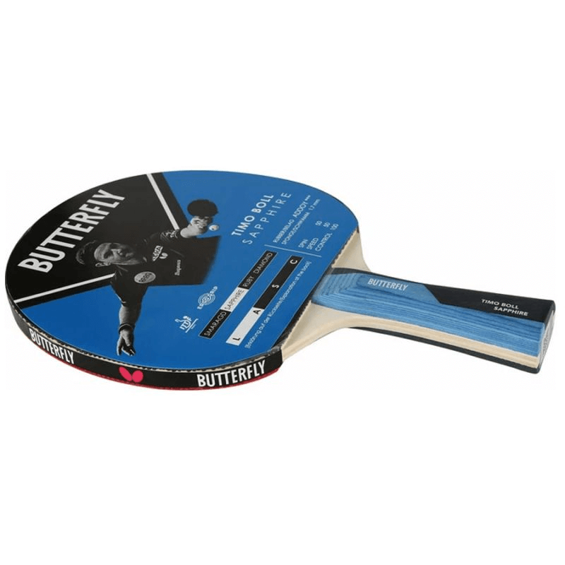 Butterfly Timo Boll Saphire table tennis bat showcasing precision control for outdoor sports and adventure travel.