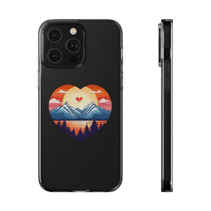 Funda para teléfono con diseño de amor en la montaña