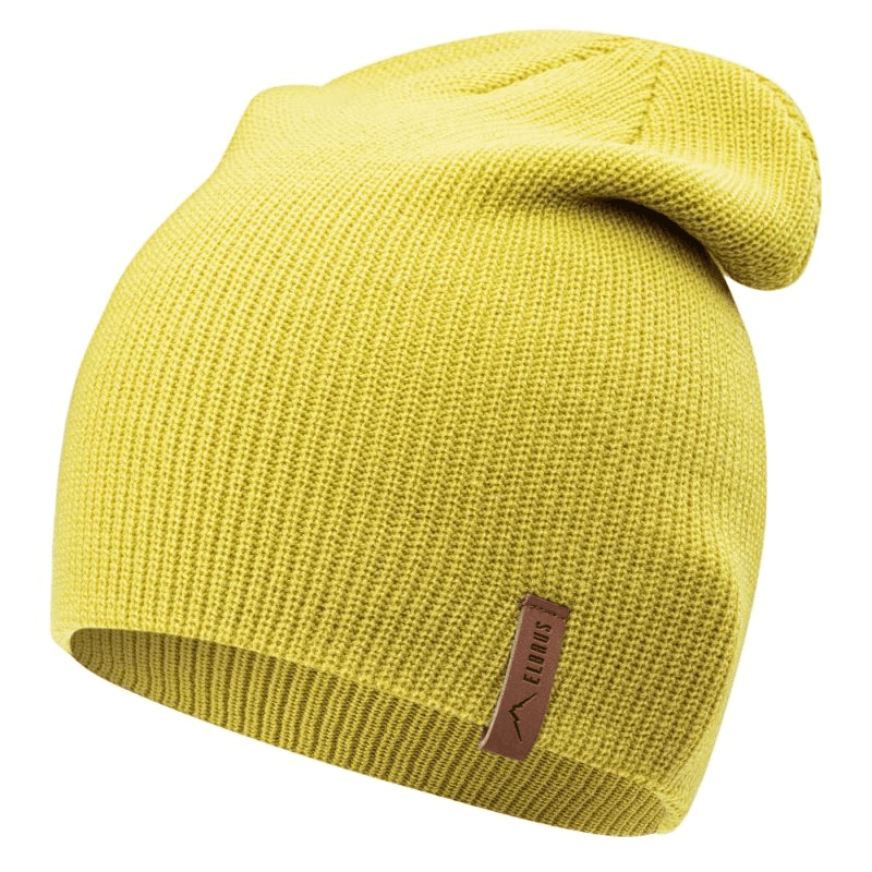 Elbrus Usian unisex stretchy acrylic cap in yellow, perfect for outdoor adventures and stylish travel.