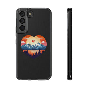 Funda para teléfono con diseño de amor en la montaña