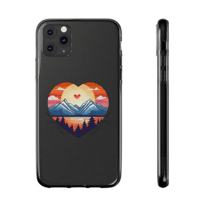 Funda para teléfono con diseño de amor en la montaña