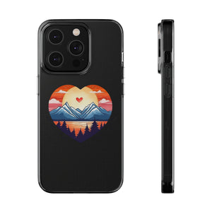 Funda para teléfono con diseño de amor en la montaña