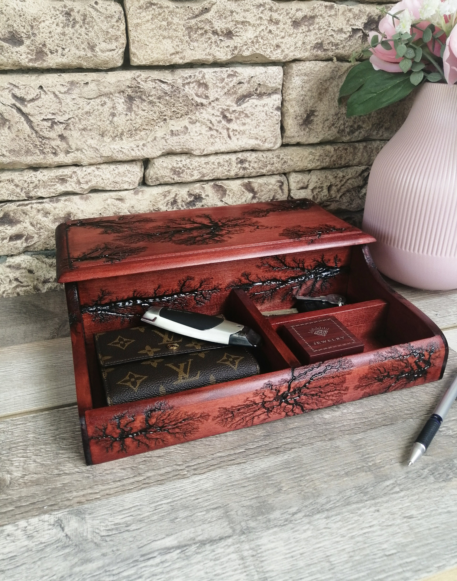 Watch and Jewelry Box | Wood Box Watch Storage | Birthday Men Gifts