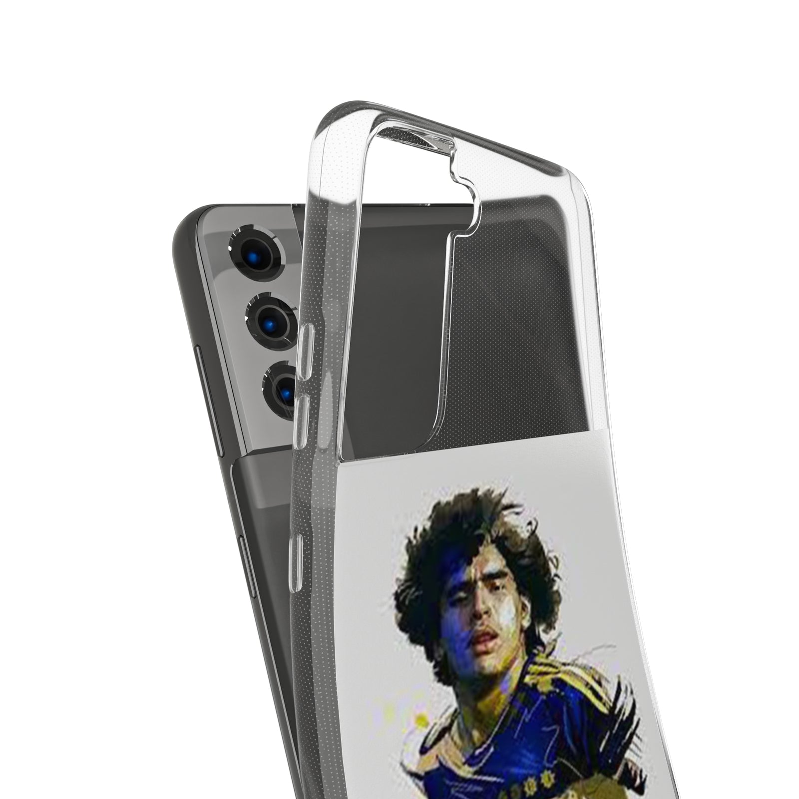 Flexible TPU phone case featuring a vibrant Maradona design, ideal for outdoor adventures and camping products.