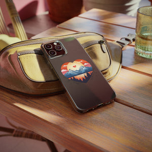 Funda para teléfono con diseño de amor en la montaña