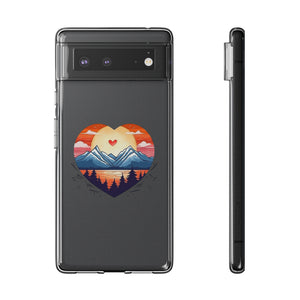 Funda para teléfono con diseño de amor en la montaña