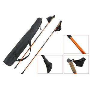 Trekking Stick SM3-B12/C3 - Adjustable Hiking Poles with Cork Handle and Half-Glove Grip – Orange