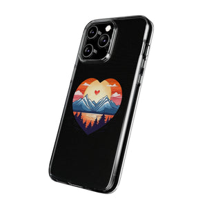 Funda para teléfono con diseño de amor en la montaña