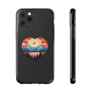 Funda para teléfono con diseño de amor en la montaña