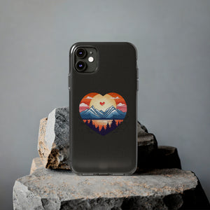 Funda para teléfono con diseño de amor en la montaña