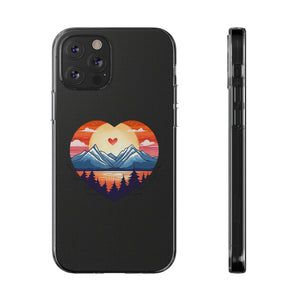 Funda para teléfono con diseño de amor en la montaña