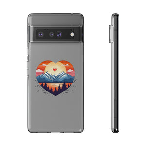 Funda para teléfono con diseño de amor en la montaña