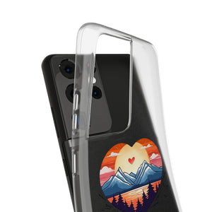 Funda para teléfono con diseño de amor en la montaña