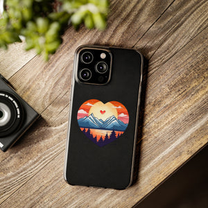 Funda para teléfono con diseño de amor en la montaña