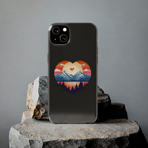 Funda para teléfono con diseño de amor en la montaña