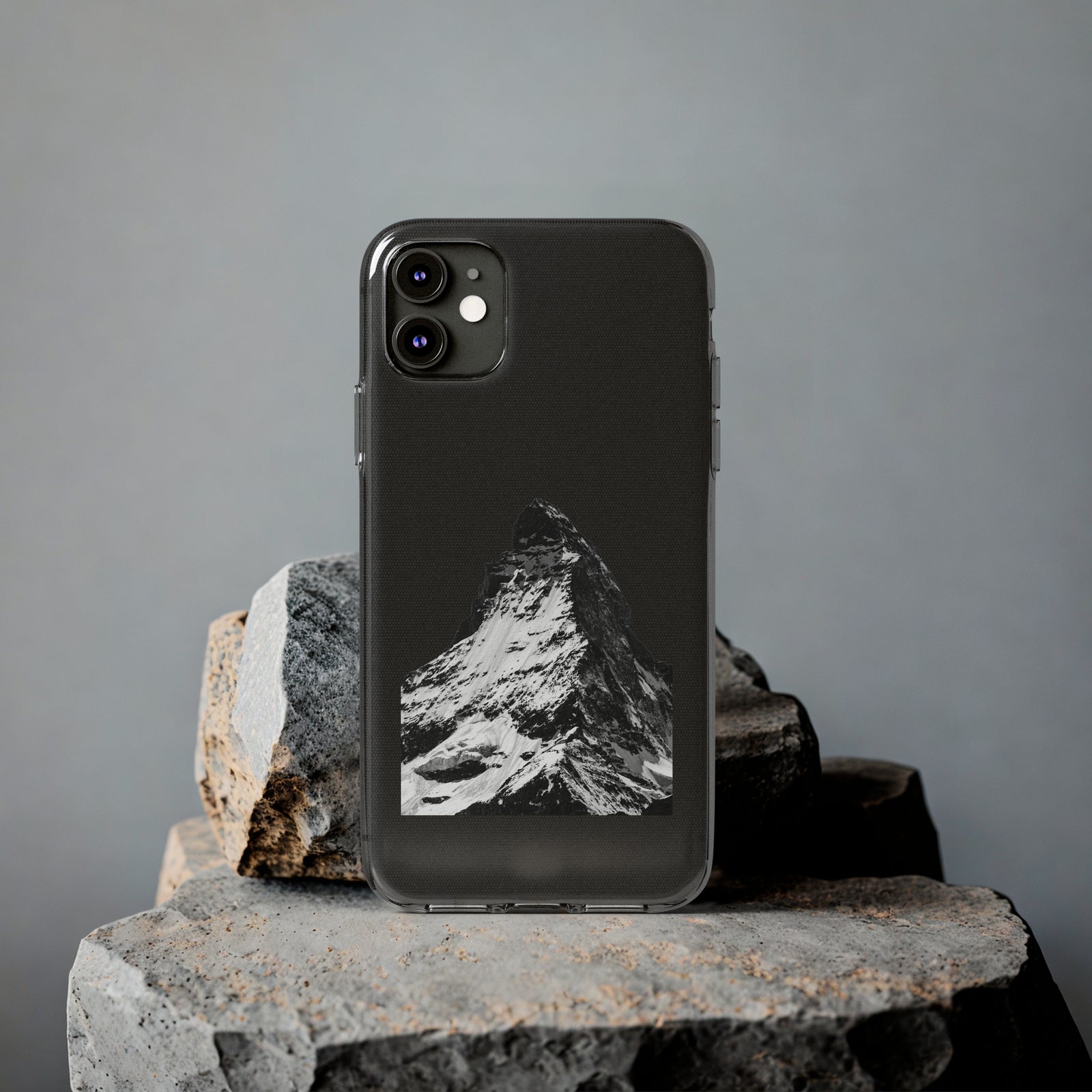 Phone case featuring a mountain design, ideal for outdoor adventures and camping, available at revlando.com.