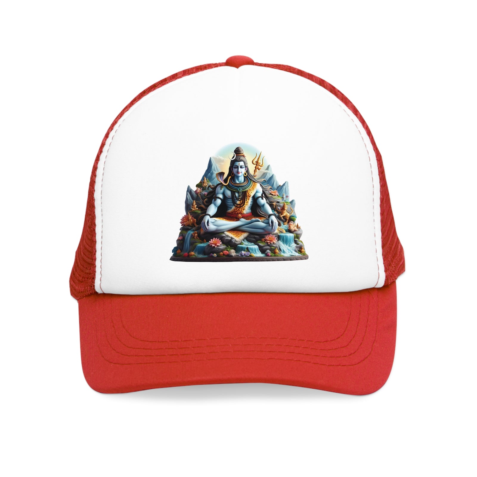 Mesh cap featuring Indian God design, perfect for outdoor adventures and camping, available at revlando.com.