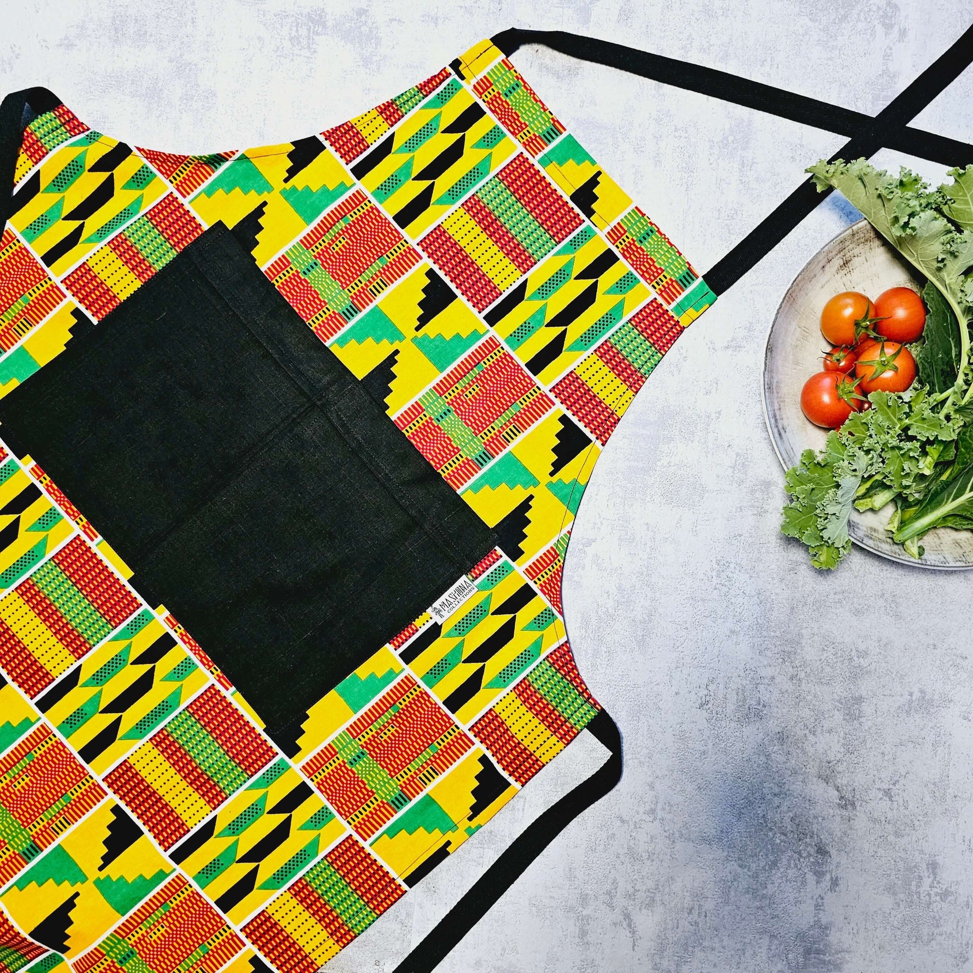 Handmade Kente Print | African Print Apron with Pocket-2