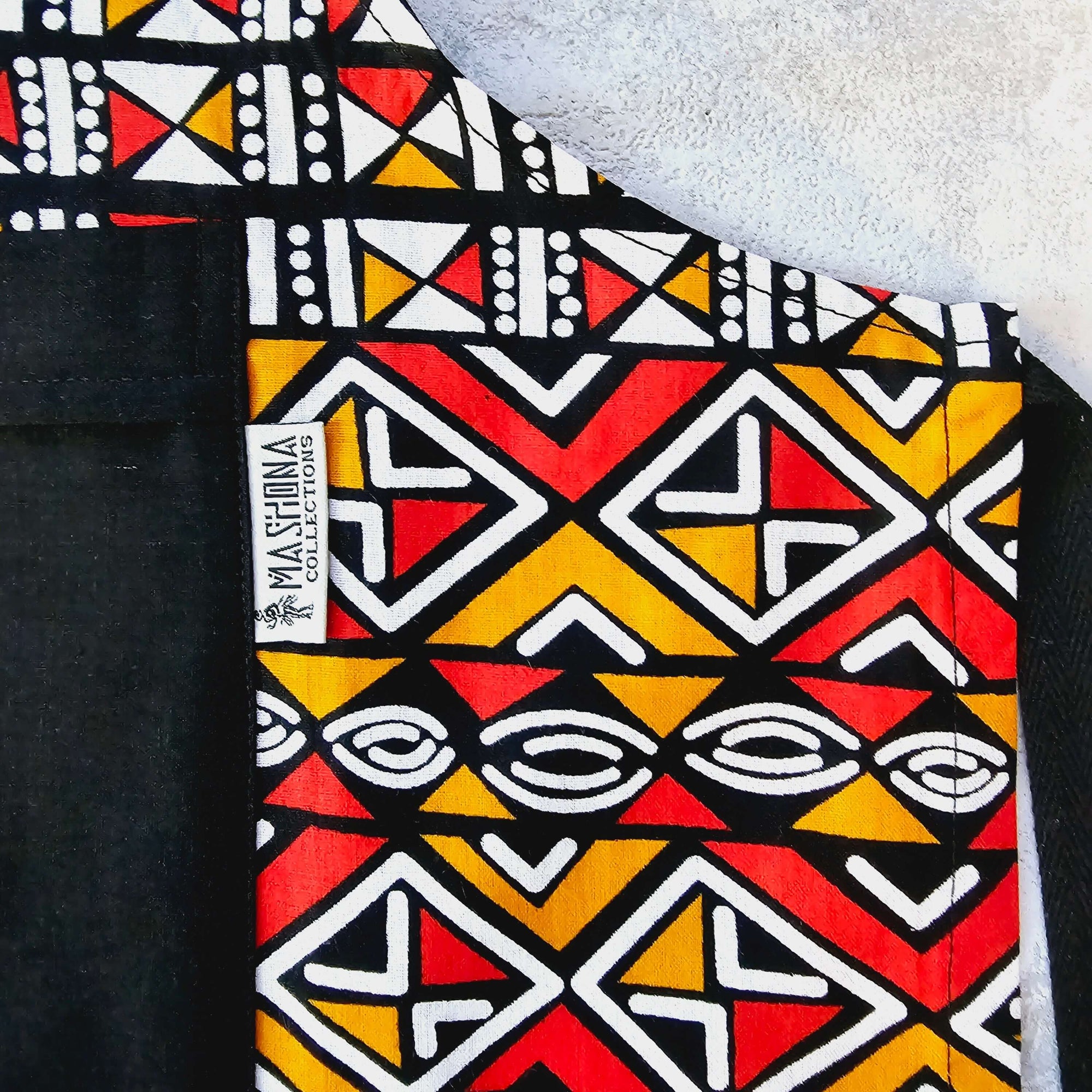 Handmade Bogolan Print | African Print Apron with Pocket-0