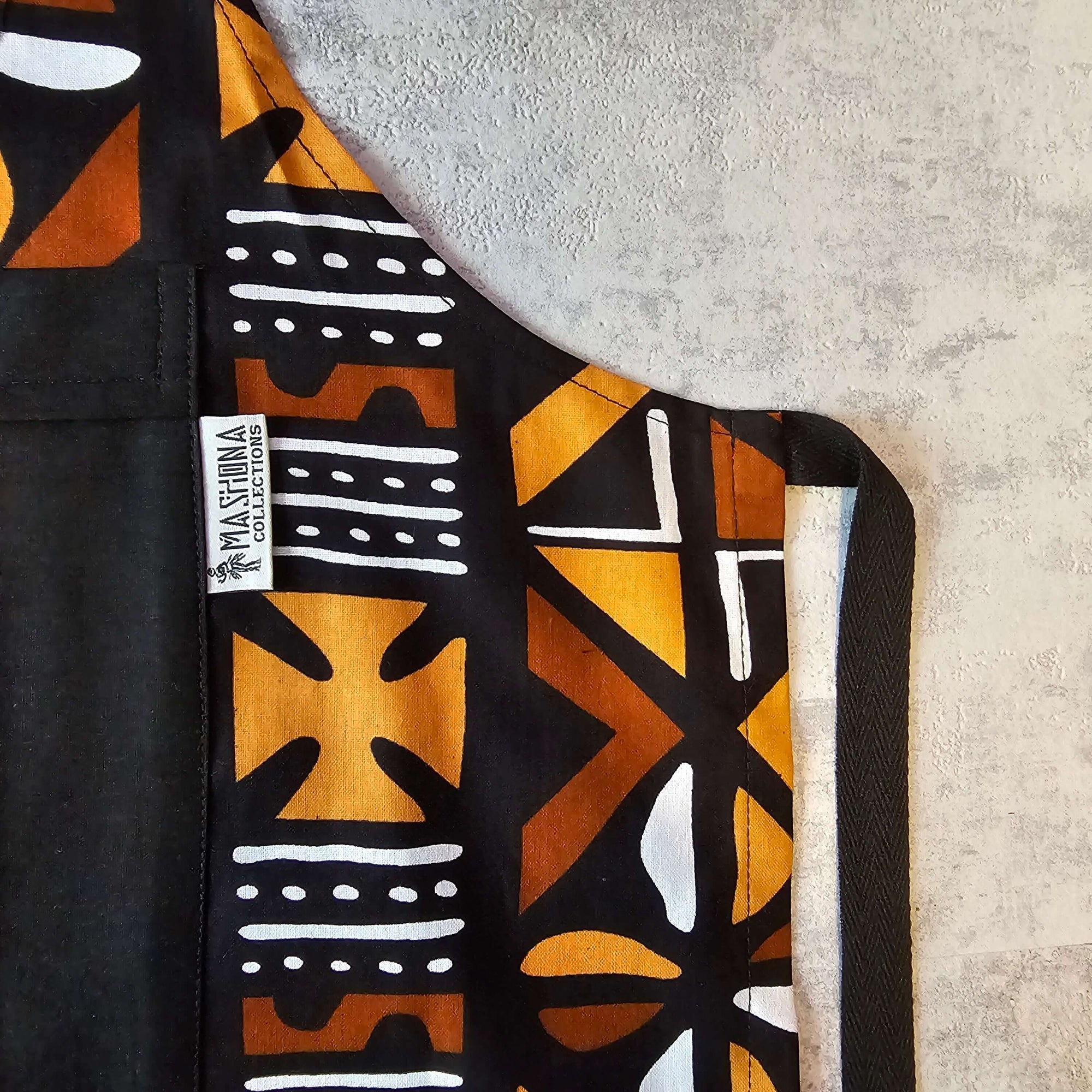 Handmade Bogolan Print | African Print Apron with Pocket-0