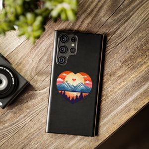 Funda para teléfono con diseño de amor en la montaña