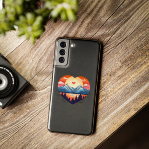 Funda para teléfono con diseño de amor en la montaña