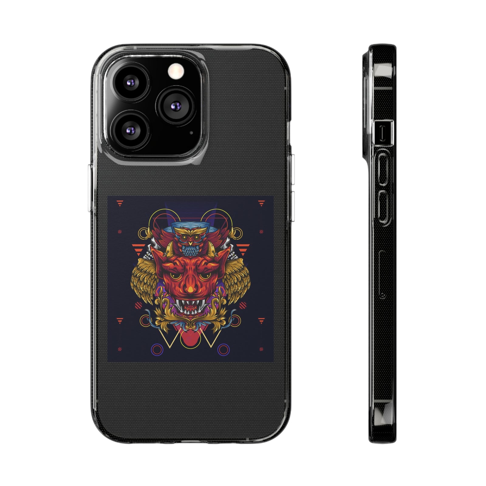 TPU phone case with colorful Diablo design, perfect for outdoor adventures and camping - revlando.com