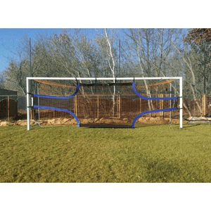 Outdoor training goal with netting for improving shooting skills in sports and adventures.