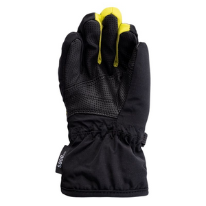 Guantes de esquí impermeables Brugi 3zce Jr: cálidos y con agarre reforzado, negro y amarillo