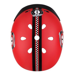 Globber Elite Lights Jr Kids Helmet - Adjustable, Safe & Stylish with LED Light, Red