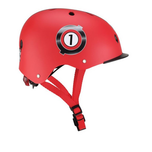 Globber Elite Lights Jr Kids Helmet - Adjustable, Safe & Stylish with LED Light, Red