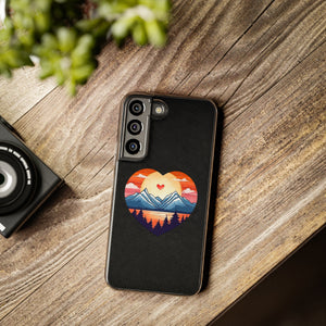 Funda para teléfono con diseño de amor en la montaña