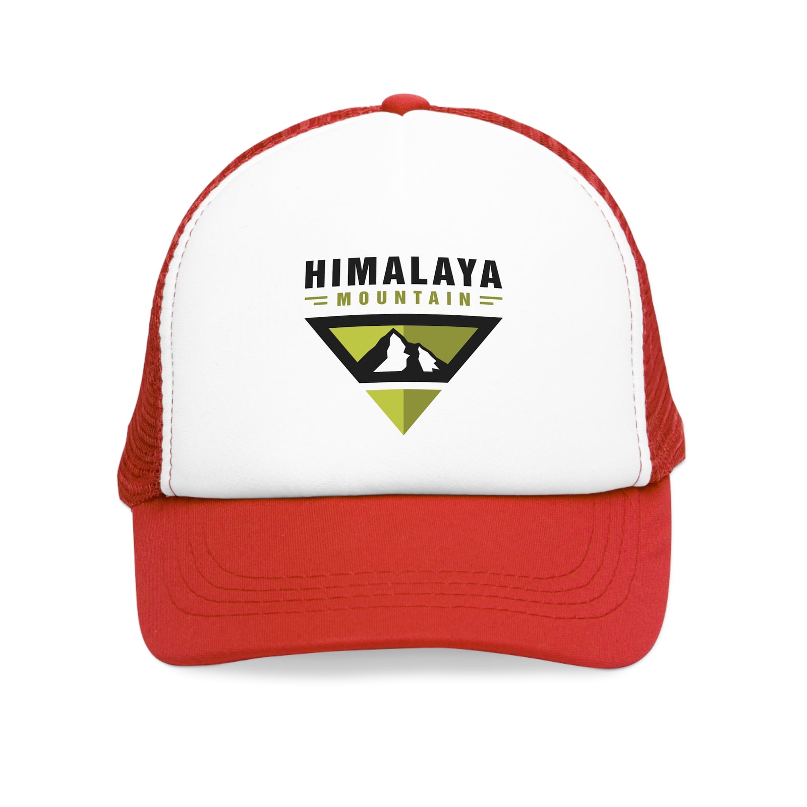 Red mesh cap with 'Himalaya Mountain' logo, perfect for outdoor adventures and camping from revlando.com.
