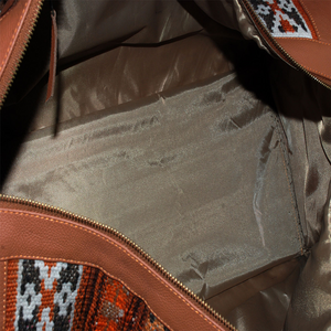 Handmade Kilim Leather Metallic Bronze Duffle Bag – Spacious, Stylish, and Functional