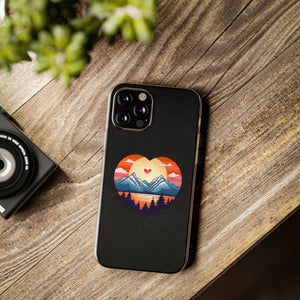 Funda para teléfono con diseño de amor en la montaña