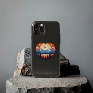 Funda para teléfono con diseño de amor en la montaña