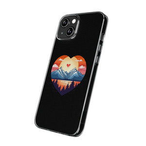 Funda para teléfono con diseño de amor en la montaña