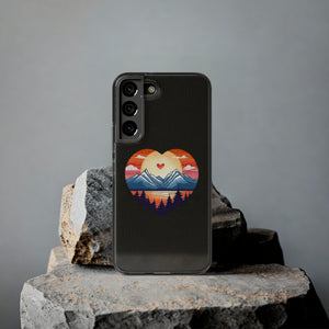 Funda para teléfono con diseño de amor en la montaña