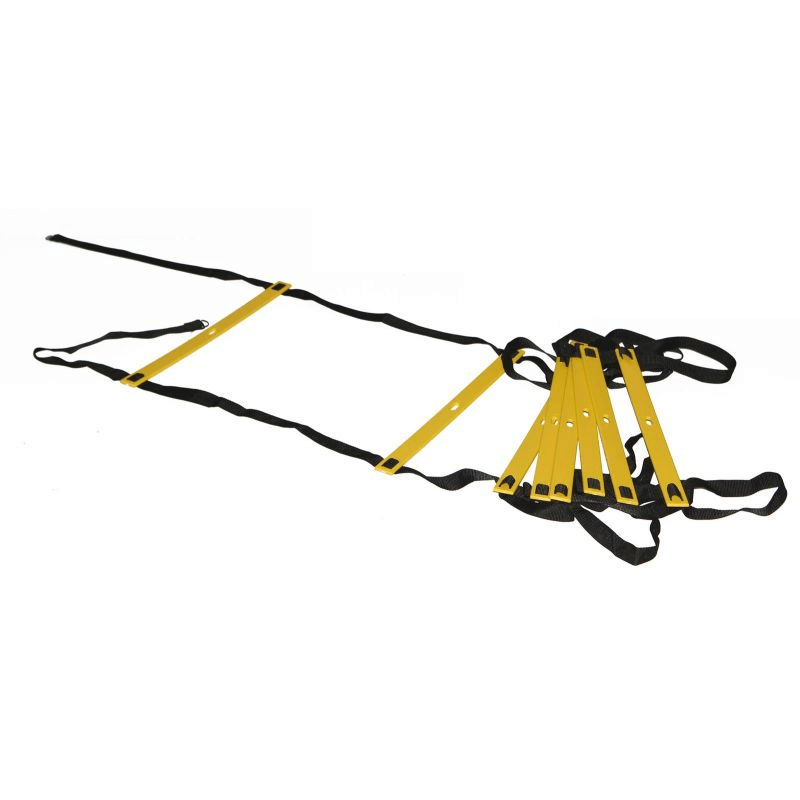 Power BB 2403 Speed Training Ladder in bright yellow with black straps, ideal for outdoor sports and agility training.