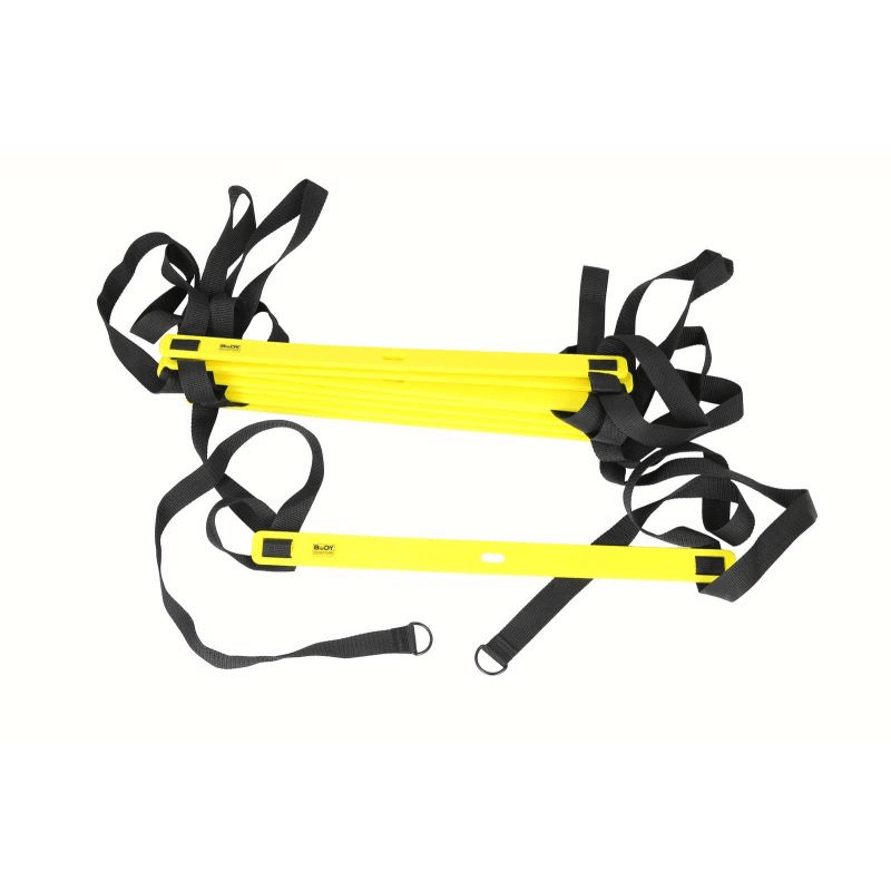 Power BB 2403 Speed Training Ladder with yellow rungs and black straps, designed for agility, speed, and outdoor sports training.