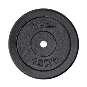 HMS Disco de pesas de hierro fundido negro de 15 kg | Agujero de 31 mm | Ideal para entrenamiento de fuerza y ejercicios de gimnasio en casa