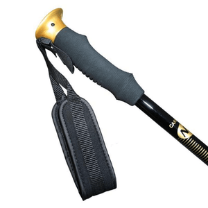 Close-up of Nils Extreme NW-TK19 trekking pole grip and strap, ideal for outdoor adventures and travel.